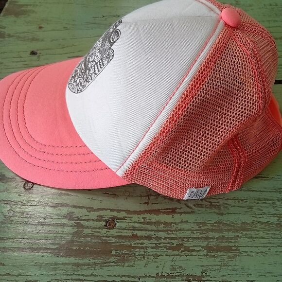 Billabong Women's Mesh Trucker Hat Hasma Hand Coral and White Adjustable - Picture 7 of 9